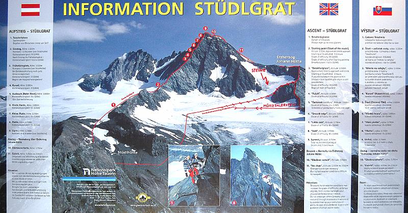 info_studlgrat.jpg - Informace pro výstup na glokner z chaty Studlgrat.